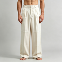 Pantalon en nylon imperméable personnalisé avec boutons, grande taille, coupe droite, blanc, anti-plis, pour hommes – Vente en gros