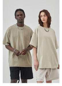 T-shirt d'été uni pour <span class=keywords><strong>homme</strong></span> personnalisé, 100 % coton épais 385g, manches courtes, original, grandes tailles, tricoté, en gros - Product Image 3