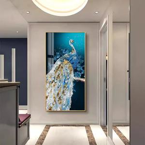 Moderna y Hermosa Decoración de Pared con Diseño de Pavo Real para Sala de Estar o Comedor, Arte LED para el Hogar, Pintura de Porcelana de Cristal Personalizada - Product Image 2