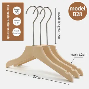 Wholesale Custom Clothes Hangers With Logo Clothing Store Baby Children Kids Coat Hanger With Clips Wooden Hanger For Clothes