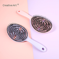 Brosse à cheveux ventilée en nylon et poils de sanglier mélangés, vente en gros d'usine OEM avec logo personnalisé