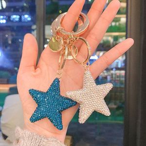 Summer Diamond Pentagram Metal <b>Key</b> <b>Chain</b> Creative Crystal Car Keychain Package Pendant Accessories Gift <b>Key</b> Ring - Product Image 2