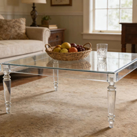 Table à manger carrée contemporaine en acrylique de luxe avec plateau en verre trempé, meubles de salle à manger pour hôtel et usage domestique
