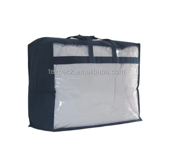 उच्च गुणवत्ता कील पीवीसी गैर बुना duvet दिलासा भंडारण पैकेजिंग बैग के साथ जिपर