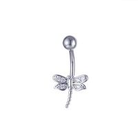 Anneaux de nombril en acier inoxydable 316l, Zircon, Animal, mignon, CZ, Pigeon, serpent, libellule, Piercing du ventre incurvé