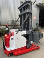 Forklift Listrik Bersertifikasi CE untuk Lorong Sangat Sempit, Truk 3 Arah 1500kg, Forklift Trilateral Man-Up, Cocok untuk Ruang Terbatas