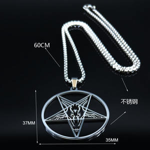 Grande Collana Talismano Baphomet in Acciaio Inossidabile, Gioiello Gotico Pagano con Pentagramma per Uomo, Amuleto Satanico, Gioiello Gotico con Capra, Amuleto di Lucifero - Product Image 2