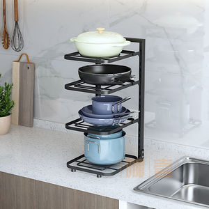 Stainless Steel Pot Rack Cookware Storage Multi Tier <b>Adjustable</b> Cabinet Organizer For Kitchen Countertop - Product Image 3