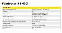 Soudeuse industrielle MMA ESAB Fabricator ES 400i, prend en charge le gougeage à l'arc au carbone pour la construction