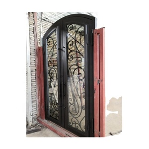 Portes d'entrée extérieures en fer forgé Lowes avec bris de verre thermique - Product Image 5
