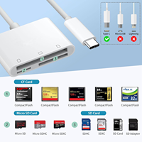 Adaptateur de carte mémoire CF/SD/TF 3 en 1 de type C, compatible avec lecteur de carte SD USB C pour iPhone 15/ iPad/Android