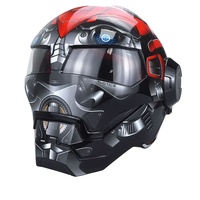 Casque de moto Masei 601 Iron Patriot, casque de divertissement, visière intérieure, casques personnalisés Red Bee