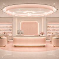 Luxuriöser Maßgefertigter Kosmetik-Präsentationsschrank Beauty-Store Make-up-Vitrine Regalsystem mit LED-Beleuchtung