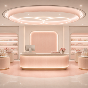 Vitrine de présentation de cosmétiques sur mesure de luxe, présentoir de maquillage pour magasin de beauté avec éclairage LED - Product Image 2
