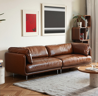 Italienisches einfaches minimalist isches Kunst sofa Flache gerade Reihe Echtes Leders ofa für Wohnzimmer möbel Set für Hotel Villa Heimgebrauch
