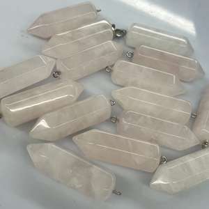 로즈 쿼츠 14X43MM 육각 프리즘 보석 비즈 대형 각진 불렛 펜던트 반귀석 DIY 주얼리 제작용 - Product Image 6