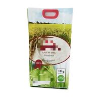 Sacs à riz personnalisés en PP tissé durable avec soufflet latéral et poignée en plastique, disponibles en 5 kg et 10 kg pour l'emballage alimentaire