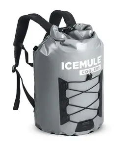 可折叠背包冷却器免提，100% 防水，24小时以上冷却，软面冷却器罐聚氯乙烯防水豹纹B12