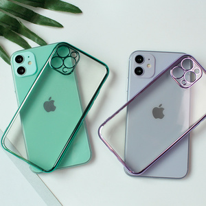 Pour <span class=keywords><strong>Iphone</strong></span> <span class=keywords><strong>11</strong></span> Pro Protéger L'appareil Photo Clair Coloré Tpu Boîtier De Téléphone Galvanisé - Product Image 2