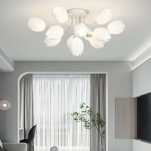 Modern <strong>Minimalist</strong> and Atmospheric Ceiling Light With Cream Style Flower Design Ceiling Lamp for Bedroom Study and <strong>Lighting</strong> - Product Image 3