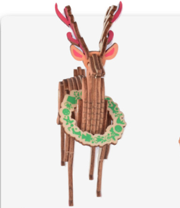 Figuras de ciervos de madera en 3D, juego de figuras coloridas cortadas con láser, modelo artesanal, adorno - Product Image 2