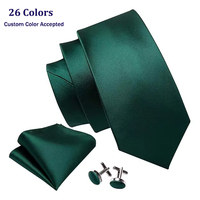 26 Corbatas de Satén Formales para Hombre en Colores Lisos de 7 cm, Ecológicas y Duraderas, con Pañuelo de Bolsillo y Juego de Gemelos