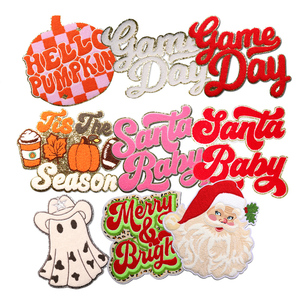 Bien diseñado Navidad Santa bebé Chenille parche personalizado moda hierro en parches para decoraciones de ropa - Product Image 6