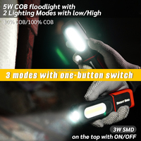 Lampe de travail portable LED rechargeable Bright Bird 350 lumens, étanche, avec corps rotatif à 360 degrés, aimant COB