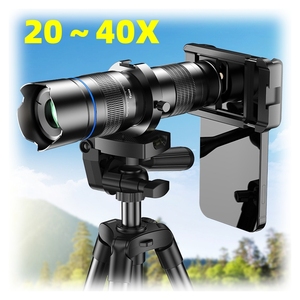 Ống kính tele chụp ảnh HD <span class=keywords><strong>zoom</strong></span> 20-40X có thể điều chỉnh với chân máy ba chân thu gọn ổn định, dành cho điện thoại di động, ống kính điện thoại cho iPhone 17 16 15 - Product Image 2
