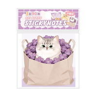 90 feuilles par paquet de notes autocollantes sur le thème des chats, motifs de dessins animés mignons pour une utilisation au bureau et des notes pour étudiants