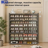Meuble à chaussures moderne en métal avec plateau inférieur lavable, armoire en acier peu encombrante pour salon, chambre et entrée
