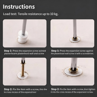 Cheville auto-perceuse en plastique blanc pour cloison sèche, 13 mm, triple expansion, amovible, haute capacité de charge