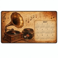 Tapis de souris vintage pour jeux musicaux, tapis de bureau rétro rectangulaire avec dessous de verre rond assorti, 1000 x 500 mm