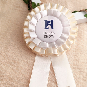 Chất Lượng Cao Tùy Chỉnh 100% Polyester Đầy Màu Sắc Ribbon Rosette Với Huy Hiệu Nút Giải Thưởng Ribbon Rosettes - Product Image 4