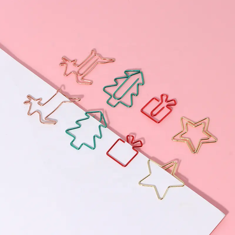 Presentes De Natal Adorável Colorido Banhado Bonito Paperclip Em Forma De Escritório Planejador De Papel De Natal Clipe