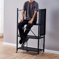 Étagères de rangement pliables, étagères de rangement pliantes, unité d'étagères métalliques pour garage, buanderie, étagère pliable portable