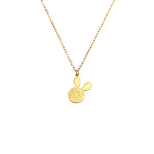 Rabbit Shaped Engraved Pendant Necklace Gold Women's Everyday Wear Geometric Cartoon Design Clavicle Chain - Product Image 5