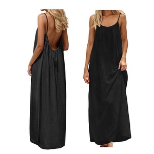 Vestido largo <span class=keywords><strong>maxi</strong></span> sin mangas para mujer, estilo casual, sexy, sin espalda, para el hogar, uso interior, de verano - Product Image 2