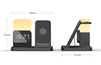 Multifunctionele 6-in-1 draadloze oplader met wekker & LED-lamp, snelladen voor smartwatch & oordopjes, 5V/3A uitgang
