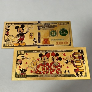 Tarjeta de dibujos animados de <span class=keywords><strong>Mickey</strong></span> Mouse, <span class=keywords><strong>Minnie</strong></span>, Donald Duck, Daisy, Goofy y <span class=keywords><strong>Pluto</strong></span>, billetes de banco de lámina dorada para regalos y souvenirs - Product Image 6