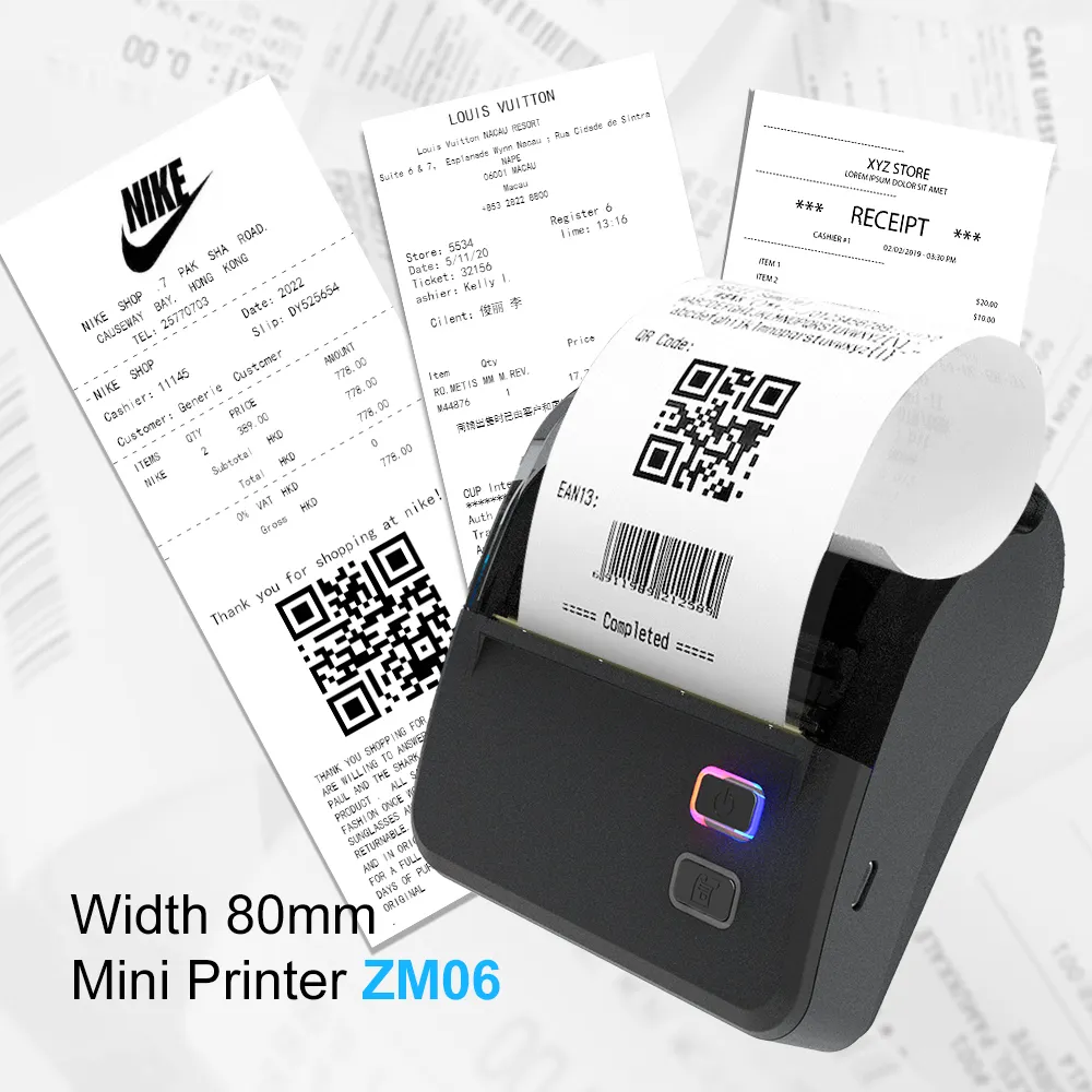 80mm mini portable wireless printer imprimante thermique bluetooth inkless thermal receipt printer