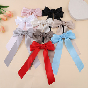 Accesorios para el <span class=keywords><strong>Cabello</strong></span> con Lazo de Satén de Color Sólido Personalizado, Estilo Ballet, Lazo Doble con Cola Larga, Pasadores para el <span class=keywords><strong>Cabello</strong></span> para Niñas - Product Image 1