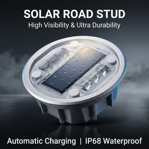 Tachuelas Reflectantes Solares <span class=keywords><strong>de</strong></span> Seguridad Vial <span class=keywords><strong>de</strong></span> Plástico Blanco y Acero, Pantalla LED Prismática <span class=keywords><strong>de</strong></span> Alta Intensidad con Clasificación IP68 - Product Image 1