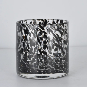 Porte-bougie en verre noir et blanc fait main, 7 oz, résistant à la chaleur, écologique, réutilisable, léger, décoration d'intérieur, Noël - Product Image 2