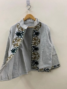 Floral Suzani bordado TNT Chaqueta corta hecha a mano Suzani bordado chaqueta ropa de invierno chaqueta de mujer abrigo hecho a mano - Product Image 2