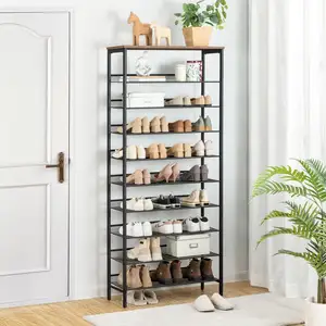 Groothandel 10 Tier Hoog Grote Capaciteit Schoenenrekken Prijs Metalen Schoen Opbergstandaard Planken Voor 27-36 Paar Schoenen Organizer Rack