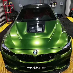 TSAUTOP 1.52*18m metallico con rivestimento in plastica Mamba Green Car Wrap Colors Wraps and rolls near me