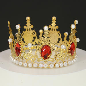 มงกุฎประดับขนมอบสำหรับเด็กมงกุฎตกแต่งเค้กไข่มุกและคริสตัลทรงกลมยอดนิยม - Product Image 2