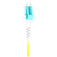 Kabel Patch Fiber 1m (3ft) 2 Fiber LC UPC Duplex ke LC UPC Duplex Switchable Clip Uniboot Multimode (OM3) Riser (OFNR) 2.0mm