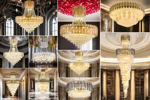 Chiesa europea Hotel matrimonio oro all'ingrosso sala a Led luce nordica lusso personalizzato grande lampadario di cristallo moderno